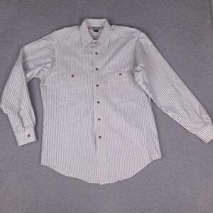 Vintage‎ INC International Concepts Shirt Mens Medium White Blue Striped Cotton